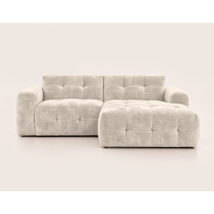 Diane - Canapé d'angle droit 4 places en velours texturé - Beige