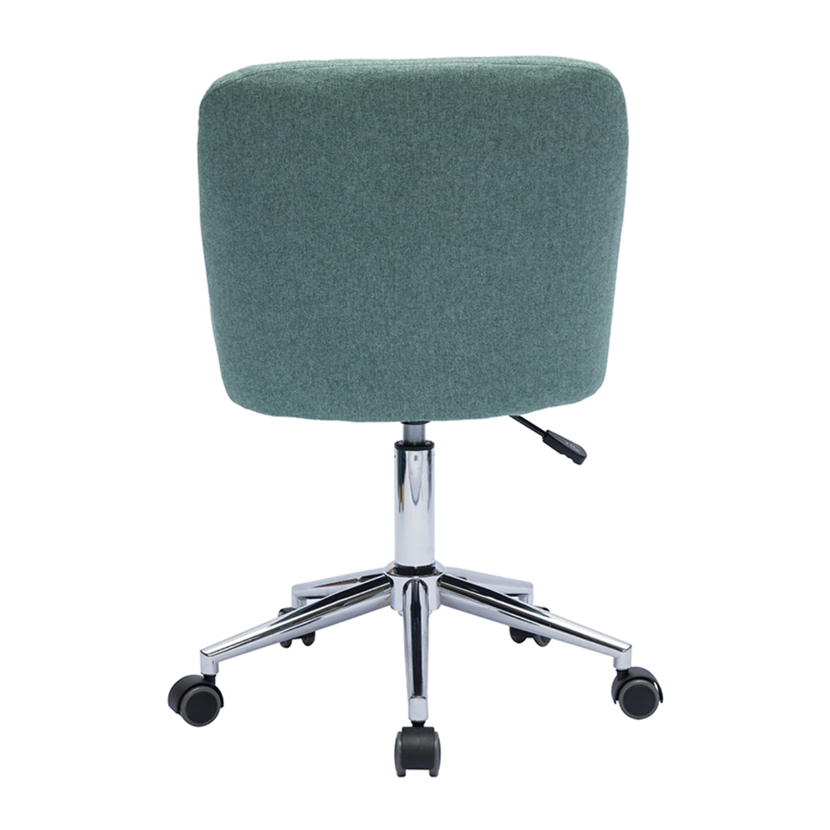 Chaise de bureau capitonnée à roulettes en tissu effet velours texturé vert de gris et métal chromé BALTIK