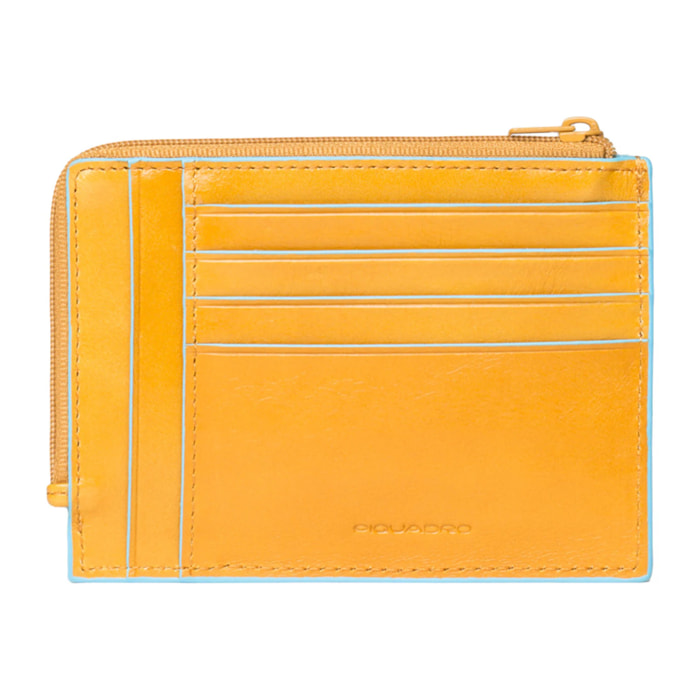 Piquadro Portafogli portacarte di credito in pelle con porta monete, schermato con protezione RFID
