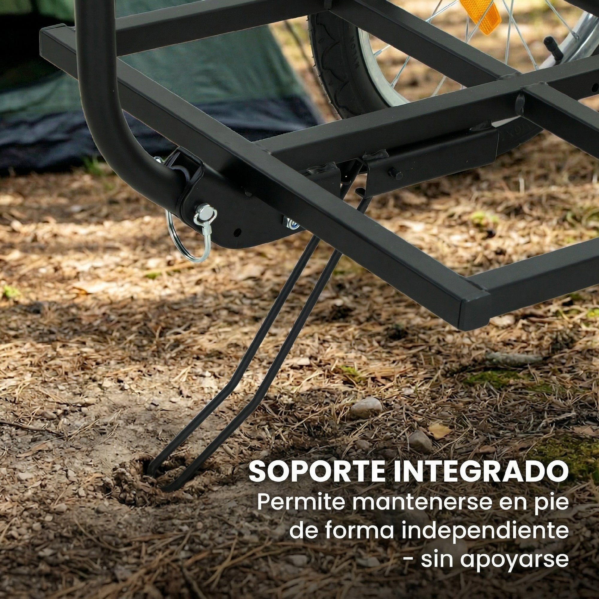 Remolque de Bicicleta para Carga 40 kg, Carro de Mano de Acero con Bandera Roja, Ruedas de 16 Pulgadas, para Transporte de Equipaje, para Bici de 22 a 28 Pulgadas, 145x60x42 cm, Negro