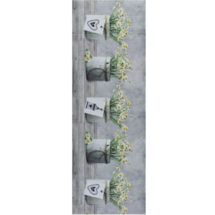 SPRINTY Alfombra vinílica de cocina dibujos macetas en gris, varias medidas disponibles.