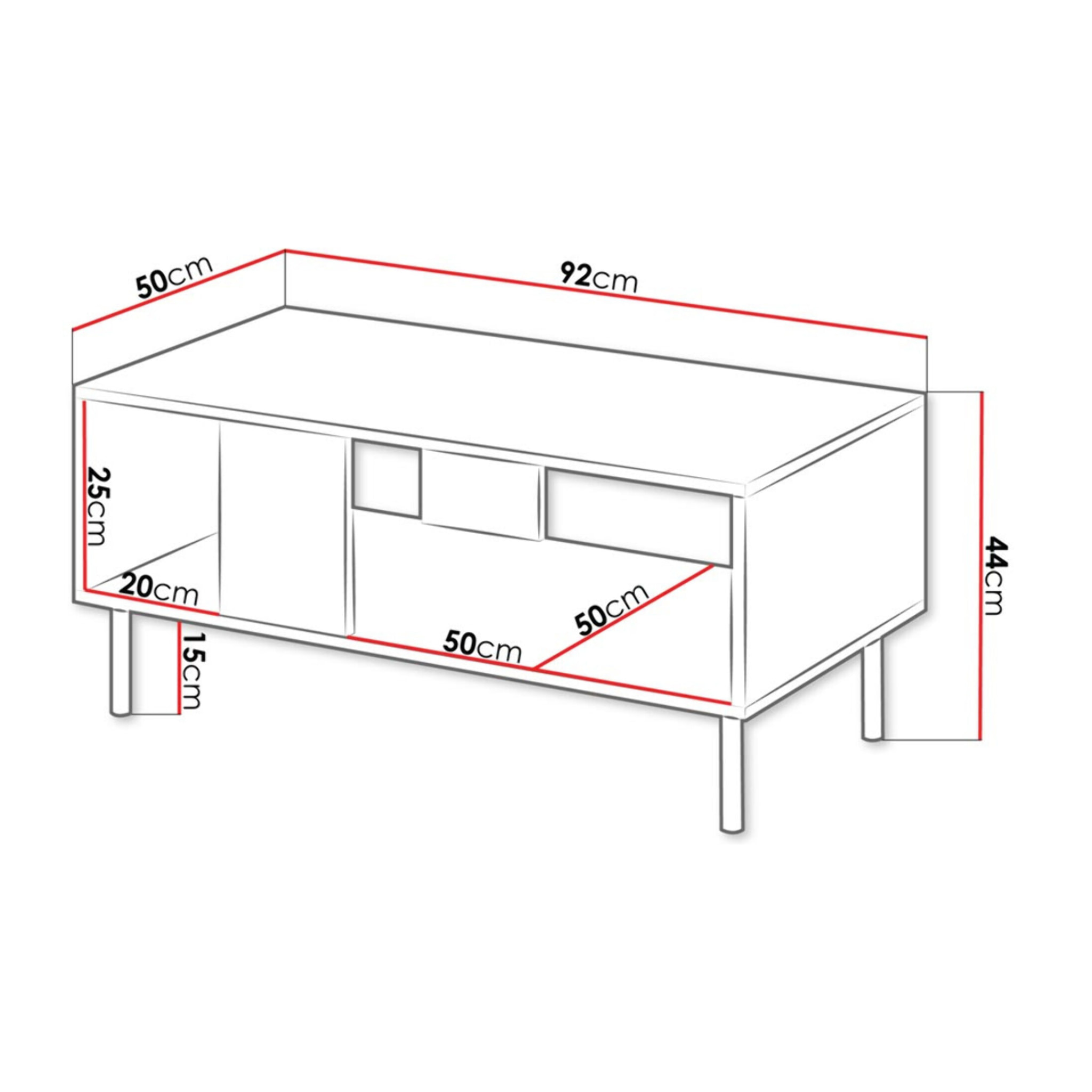 Timote - table basse - avec niche de rangement - écru - 1 niche - 92 cm - Écru