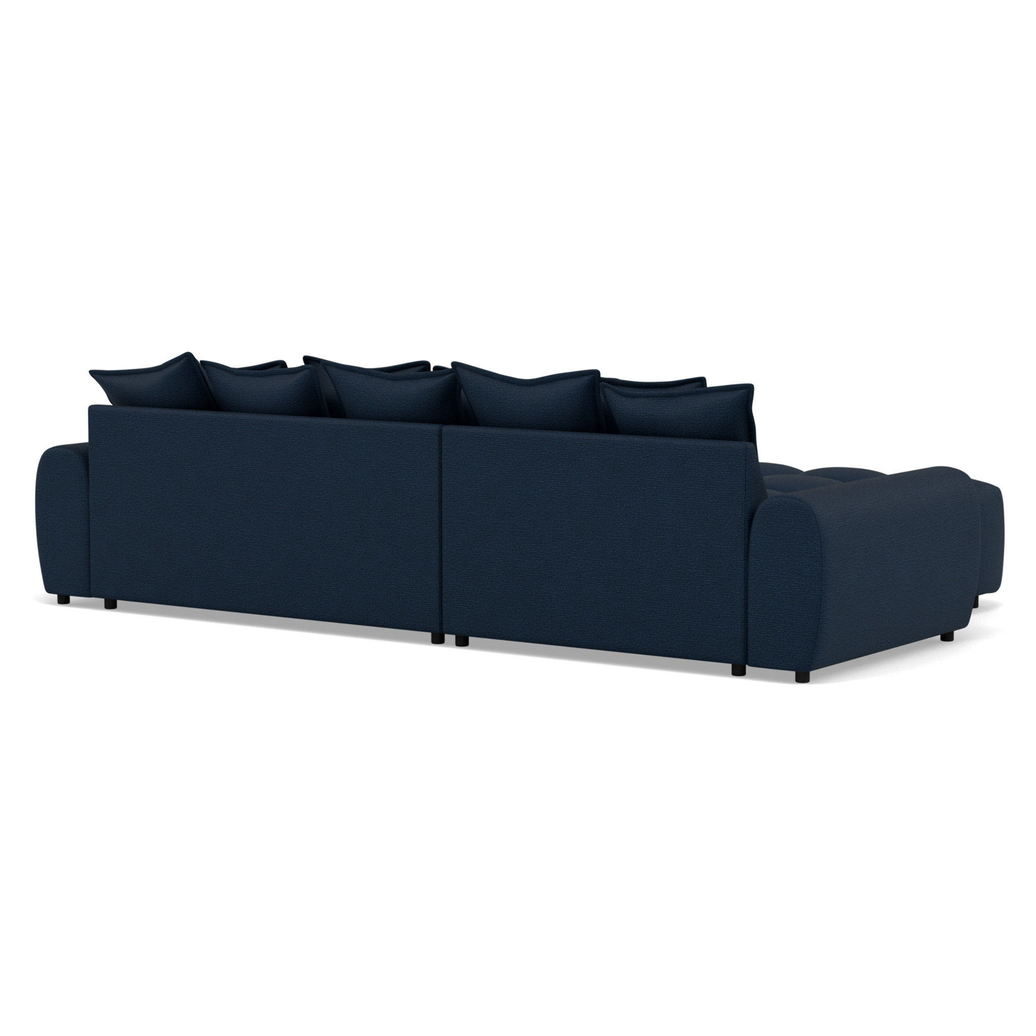 Adelaide - canapé d'angle réversible 4 places avec pouf d'appoint en tissu texturé - Bleu