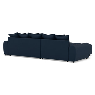 Adelaide - canapé d'angle réversible 4 places avec pouf d'appoint en tissu texturé - Bleu