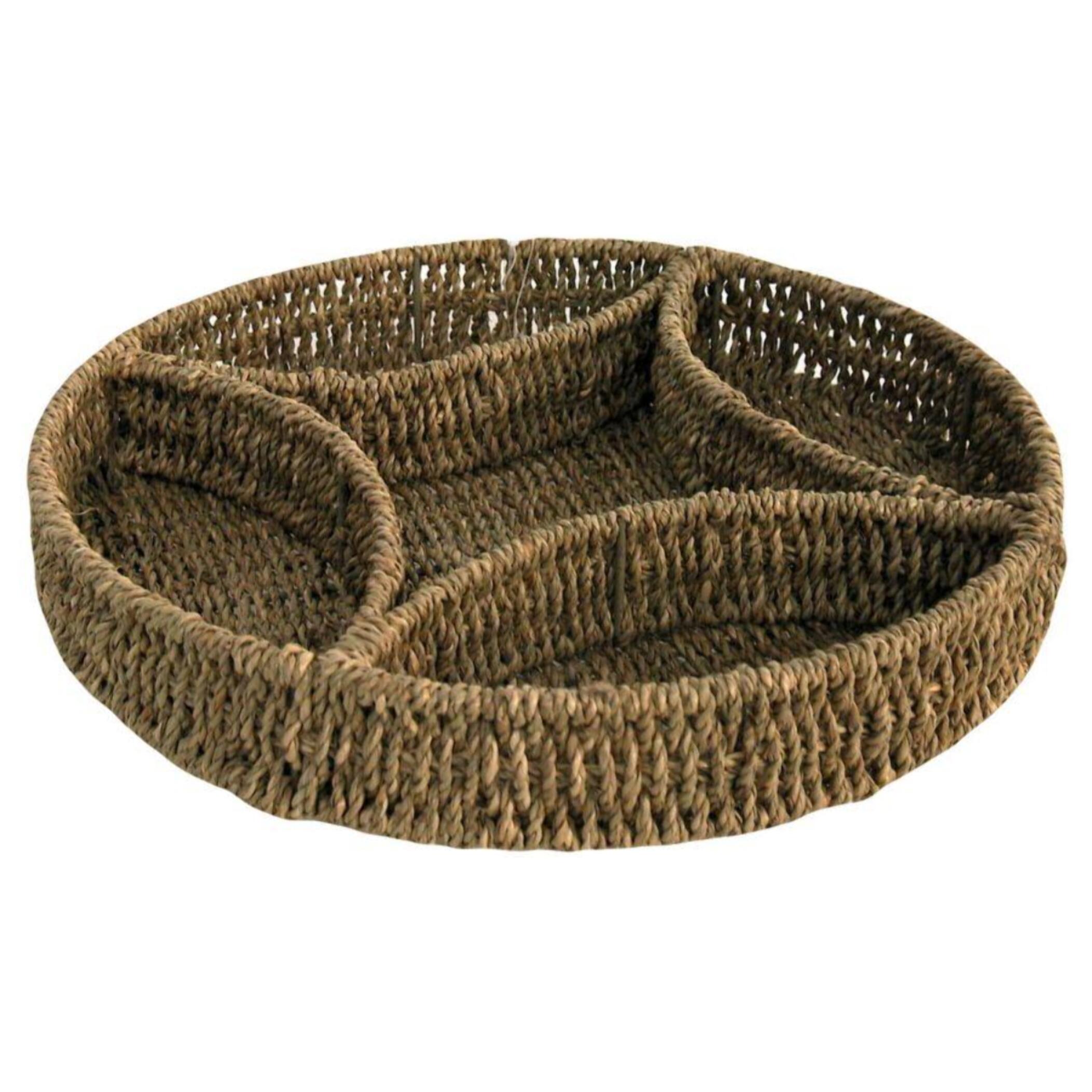 Cestina portasalatini in corda a 5 scomparti tondo cmø32,5h5