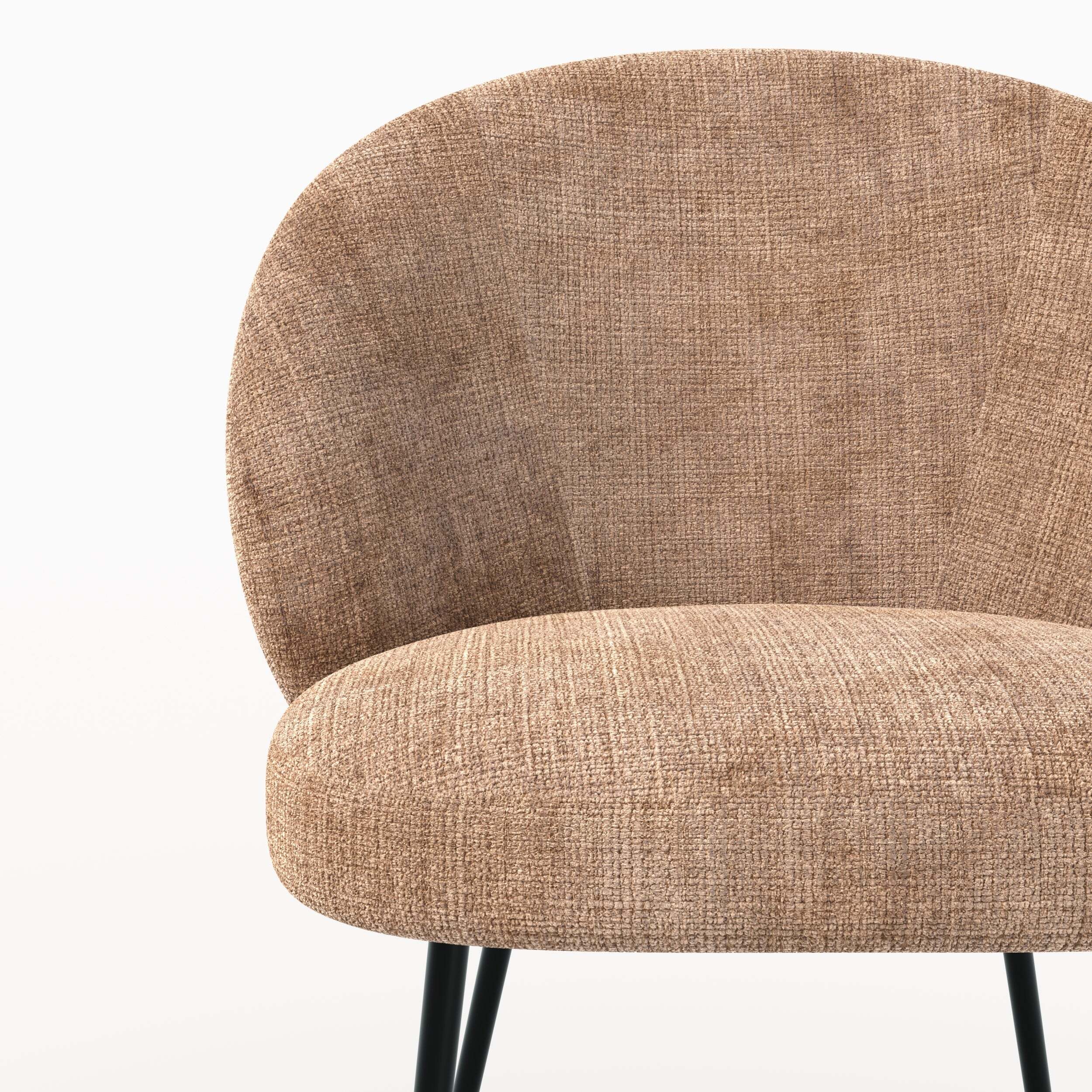 Chaise en velours chenillé marron glacé et métal noir - Bloomy