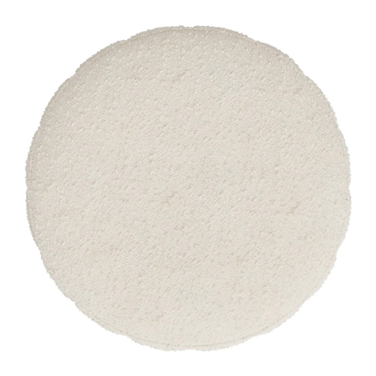 Pouf rond en tissu blanc bouclé - Eva
