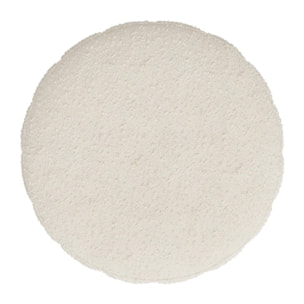 Pouf rond en tissu blanc bouclé - Eva