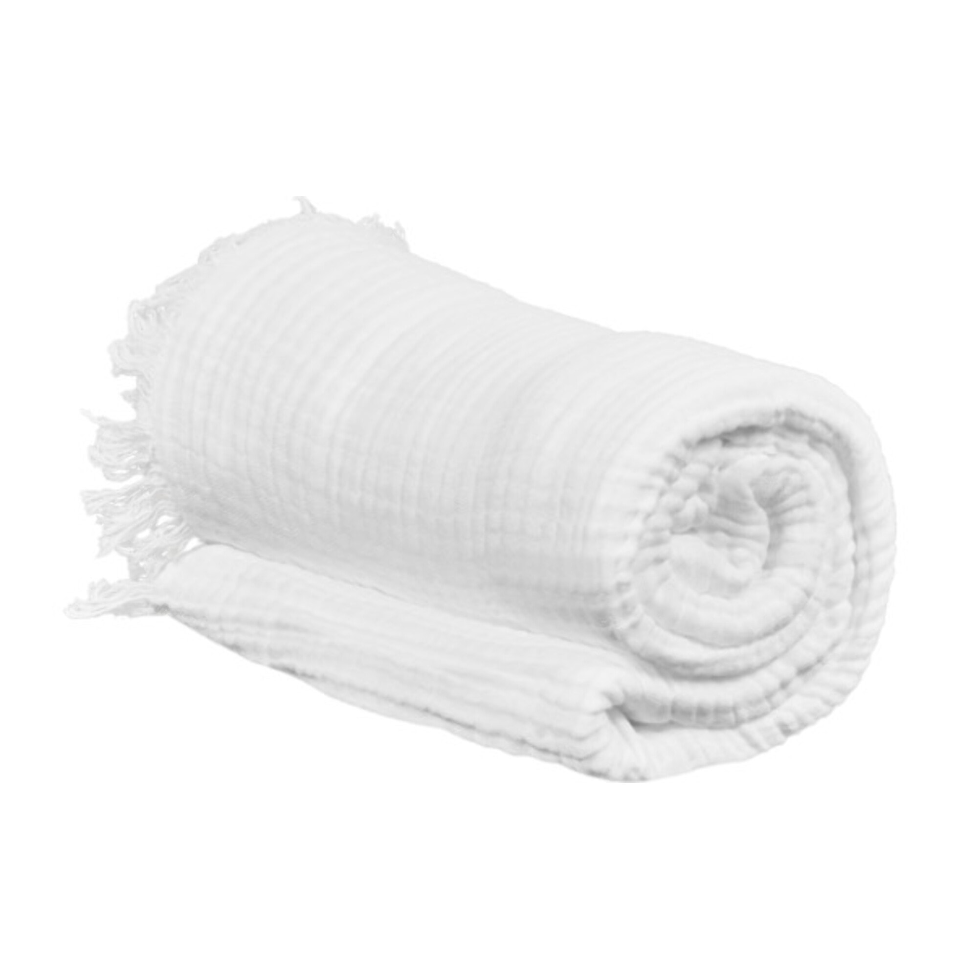 Plaid 130x160 cm en gaze de coton avec franges - GAIA