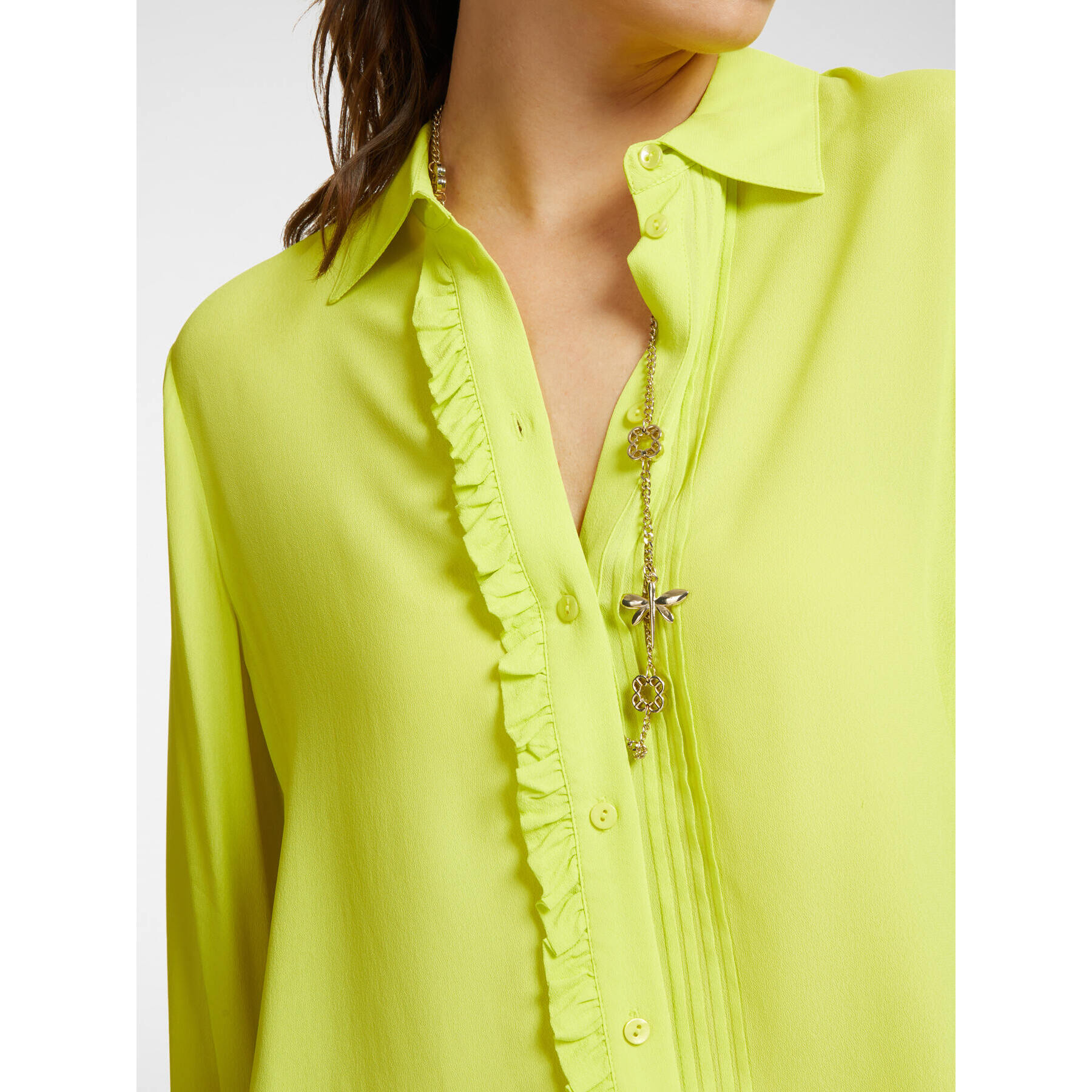 Elena Mirò - Camicia con bordo arricciato - Verde chiaro