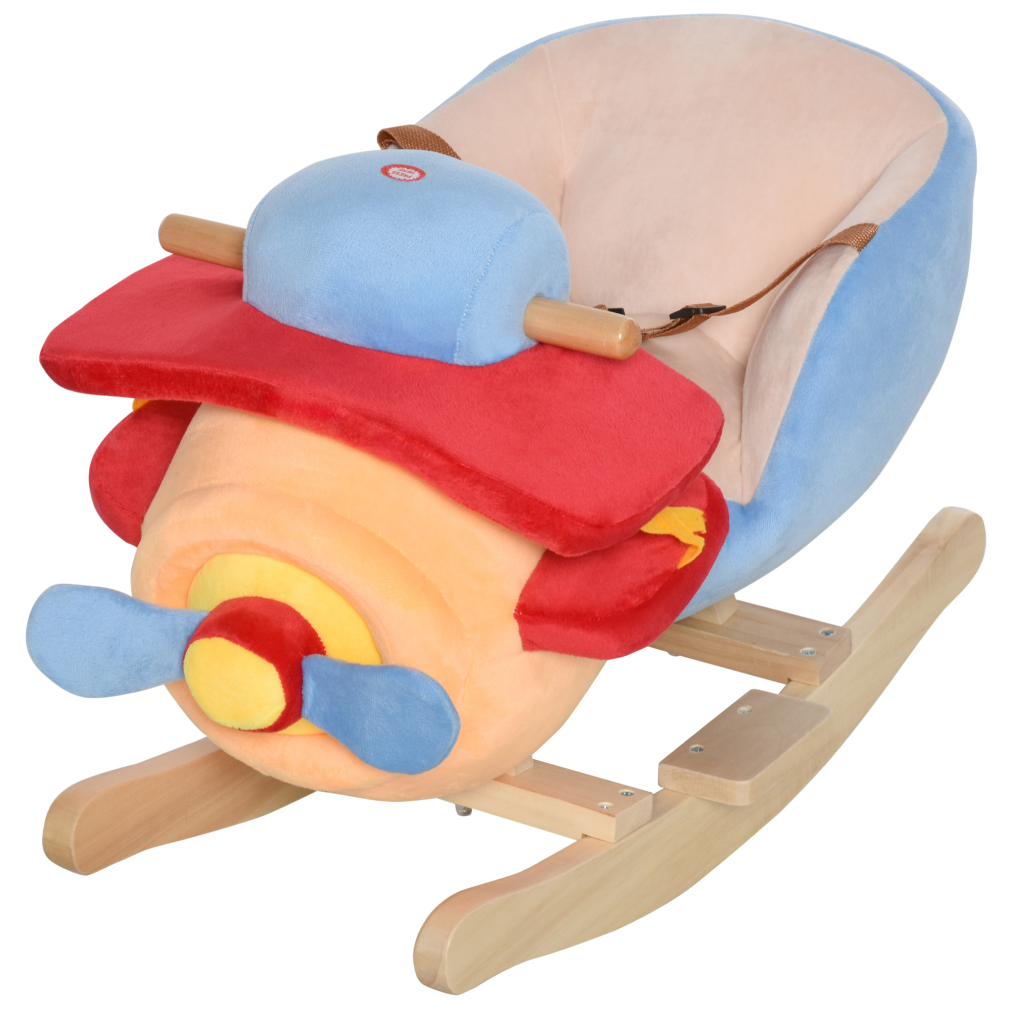 Caballo Balancín para Niños de +18 Meses Avión de Peluche con Música y Cinturón Seguridad Caballito Infantil 60x33x45 cm Multicolor