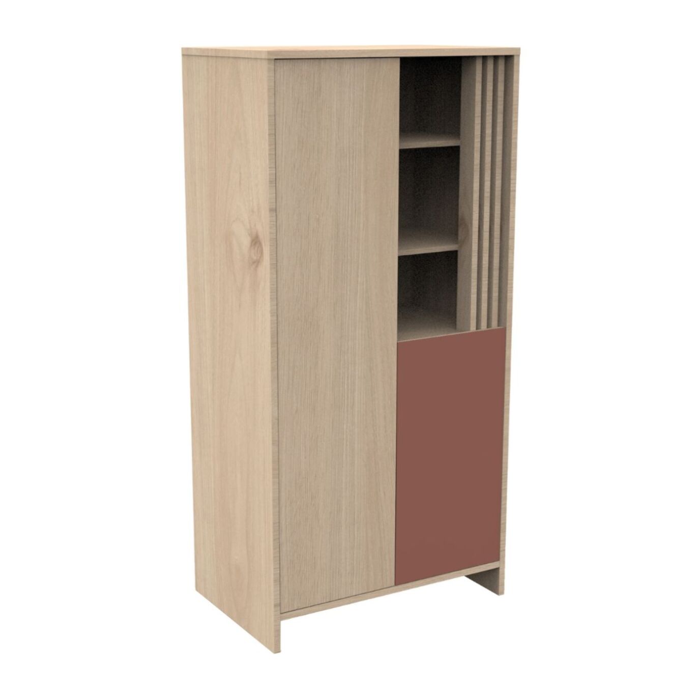 Armoire 2 portes et 1 niche avec claustra en bois décor chêne Suave