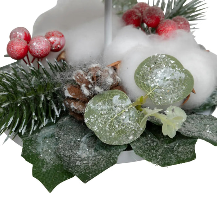 Photophore sapin métal blanc 25cm