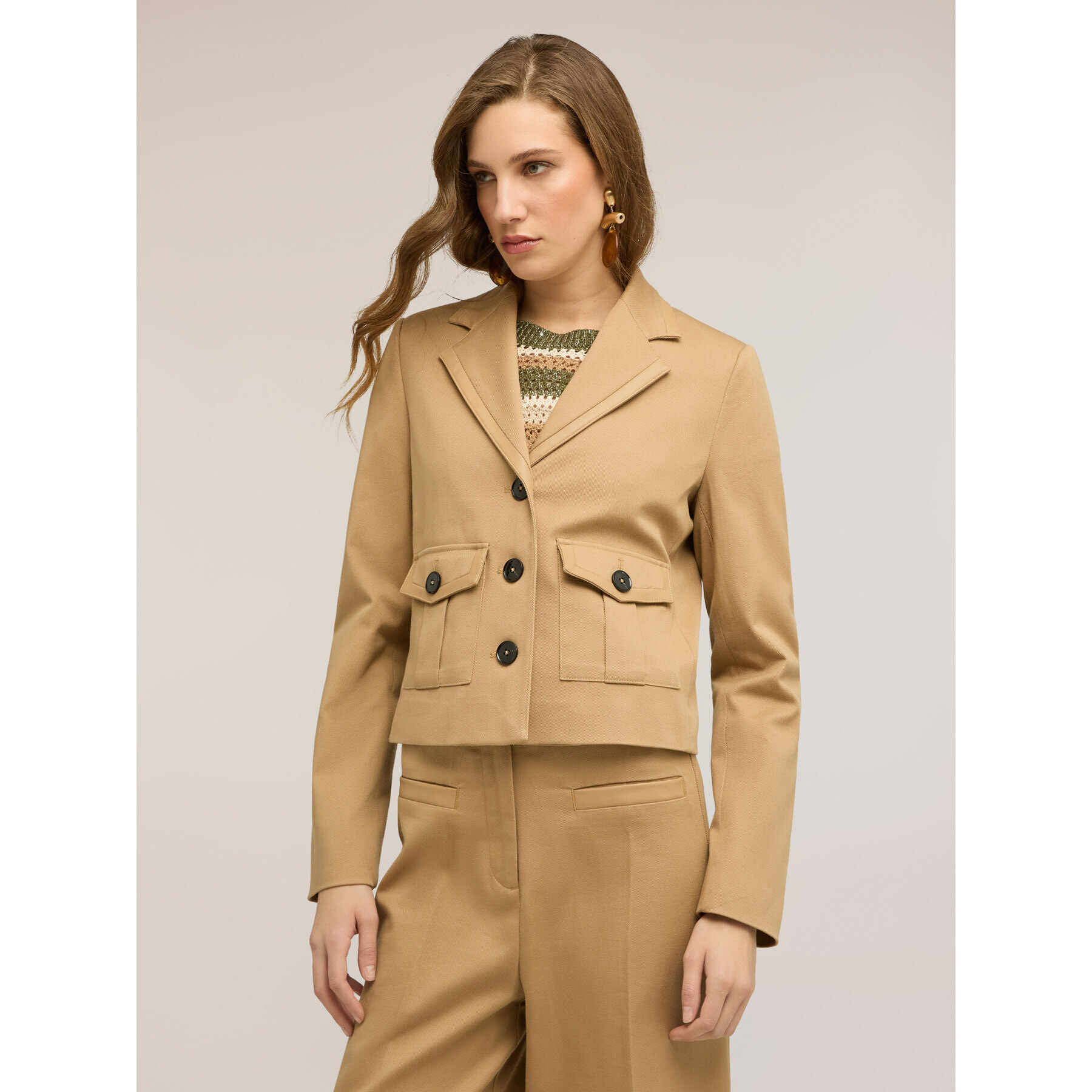 Motivi - Giacca in cotone con tasche - Beige