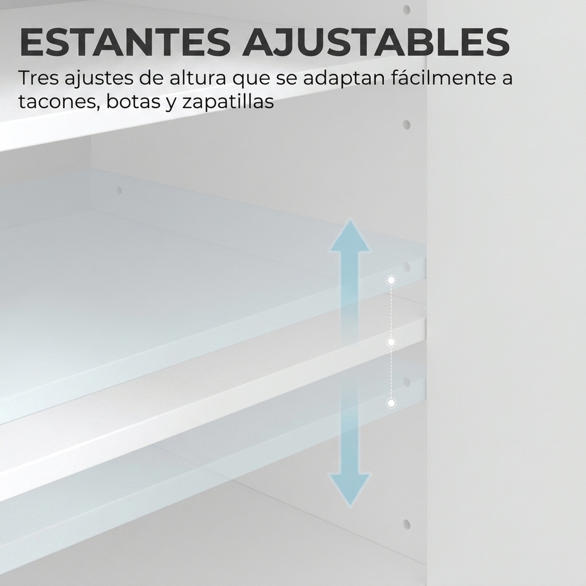 HOMCOM Mueble Zapatero con 1 Cajón y 5 Estantes, Armario para Zapatos Moderno con Estantes Ajustables, Zapatero Entrada Recibidor para 12-15 Pares en Pasillo, 62,5x35x95 cm, Blanco