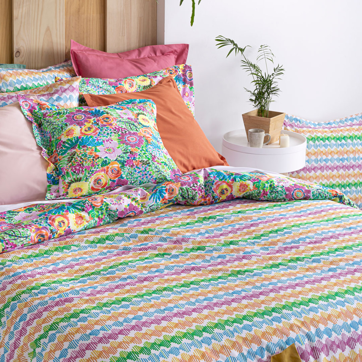 Housse de couette réversible en coton LOLA- multicolore - vendue seule