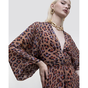 Abito lungo con stampa animalier