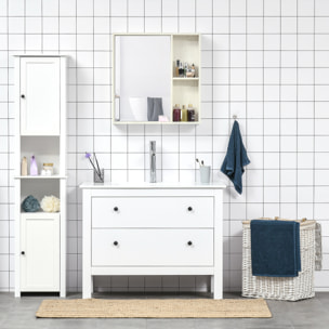 Armario de Baño con Espejo Armario con Espejo para Baño con Estantes Mueble para Baño Estilo Moderno 63x15x65 cm Blanco