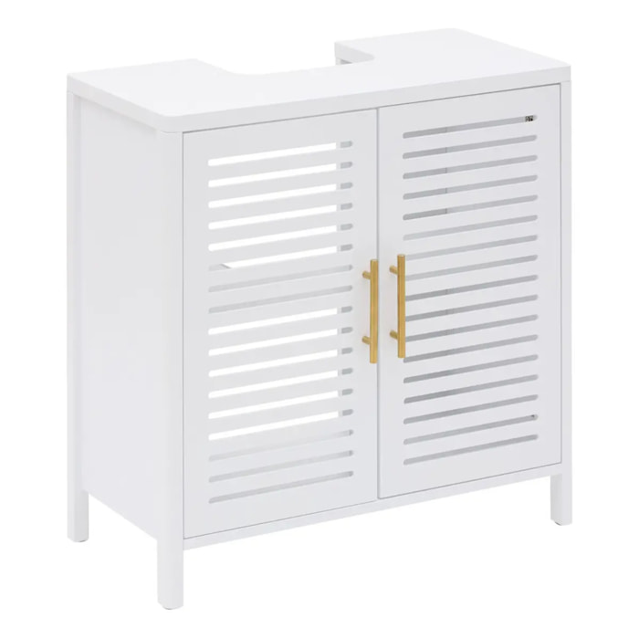 Meuble sous-lavabo Orea carré 35x70cm 2 portes blanc