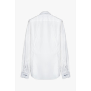 camicia uomo 1 bottone button down slim Popeline Stretch Unito Bianco