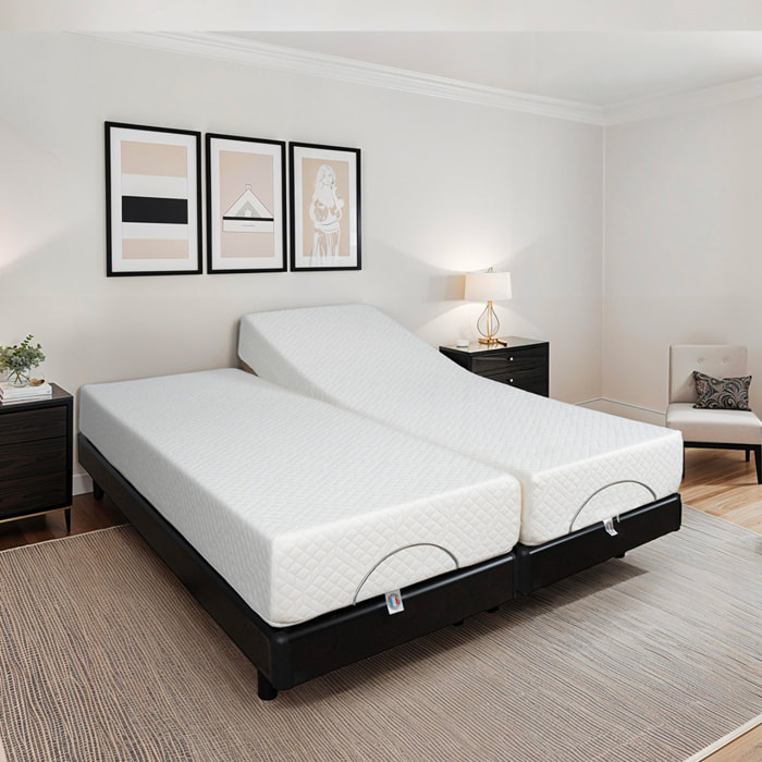 Ensemble Matelas Absolu & Sommier Électrique Bodyssoft, 21 cm, Mémoire de Forme, Technologie Hybride Lattes & Plots, Confort Personnalisé, Soutien Équilibré