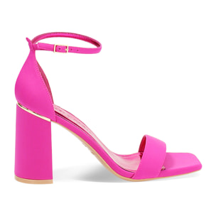 Sandalia con tacón mujer fucsia básica