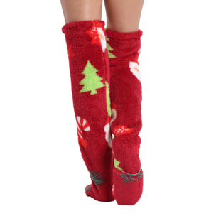 Calcetines largos de felpa extrasuave. 75 cm de longitud. Diseño navideño.
