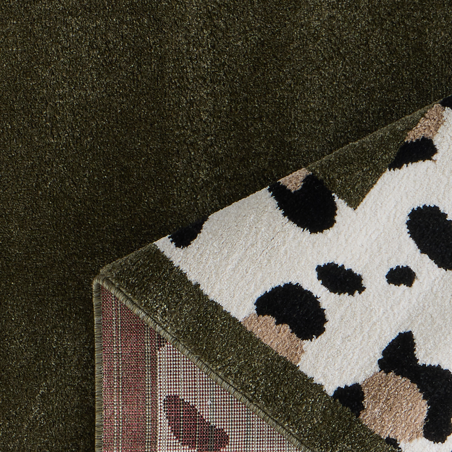 LEOVAH - Tapis de salon vert à motif léopard