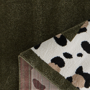 LEOVAH - Tapis de salon vert à motif léopard