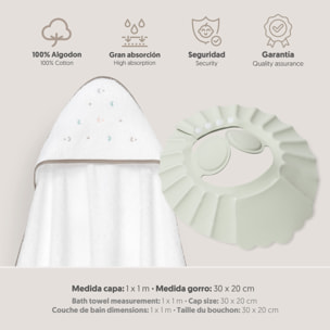 Capa Baño 1X1 Mod Estrella Luna Multicolor+Gorro Bco/Beig