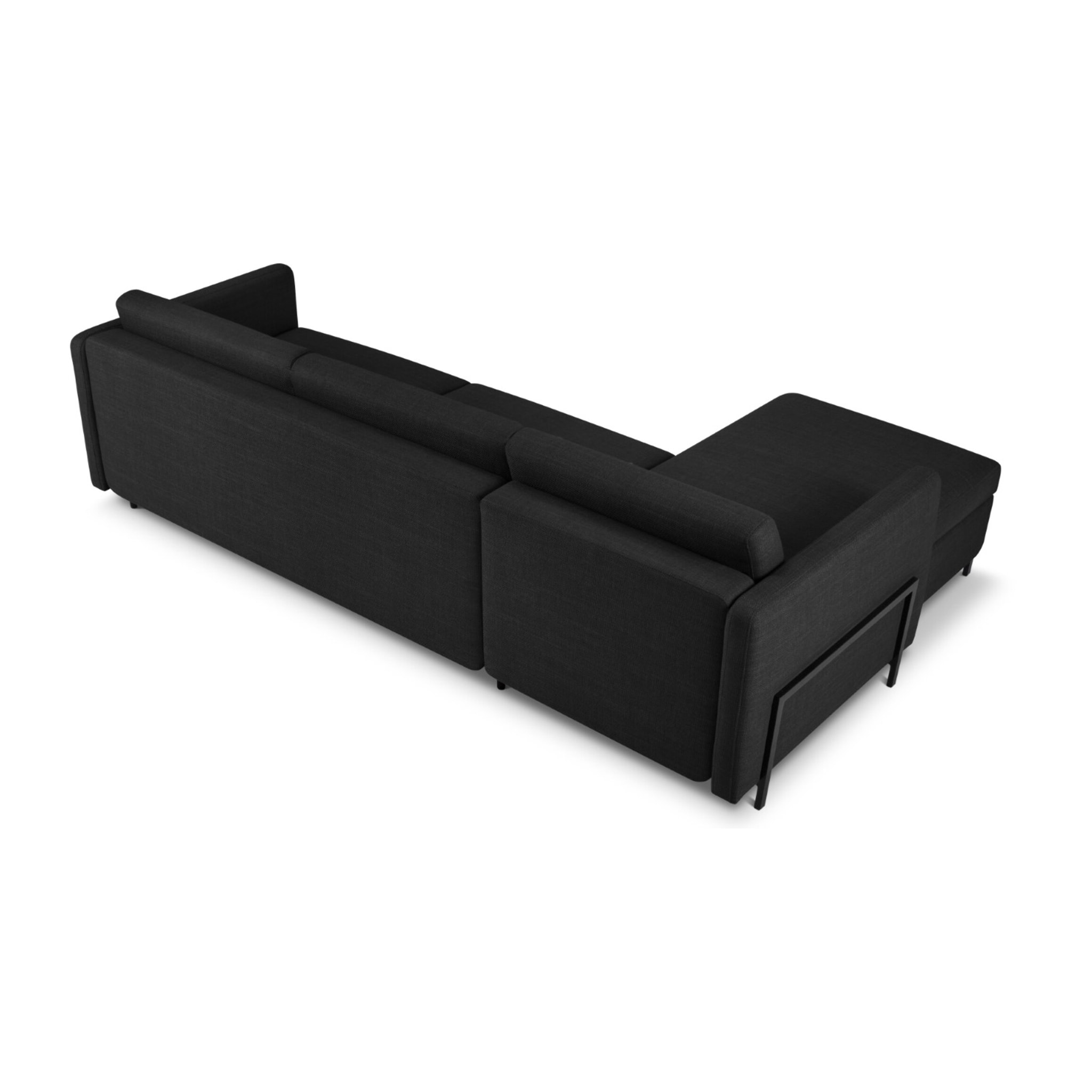 Canapé d'angle gauche convertible avec coffre de rangement "Yanis" 5 places en tissu structurel gris foncé