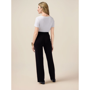 Oltre - Pantalones de punto con perfiles en contraste - Negro