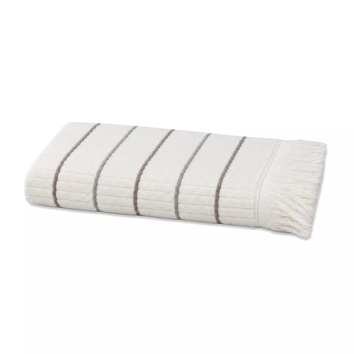 Drap de douche pur coton 580 g/m² tissé teint rayé violet Farniente violine