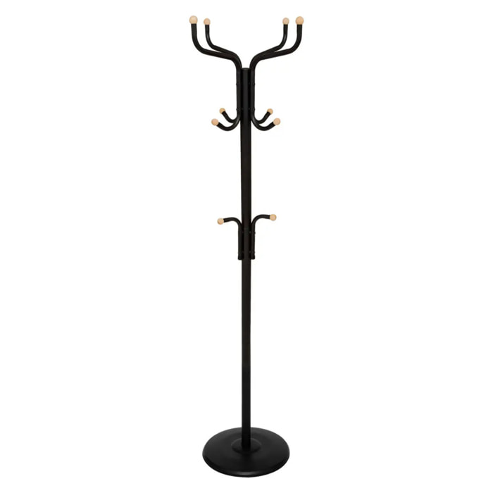 Porte-manteaux 11 patères 176,5cm noir