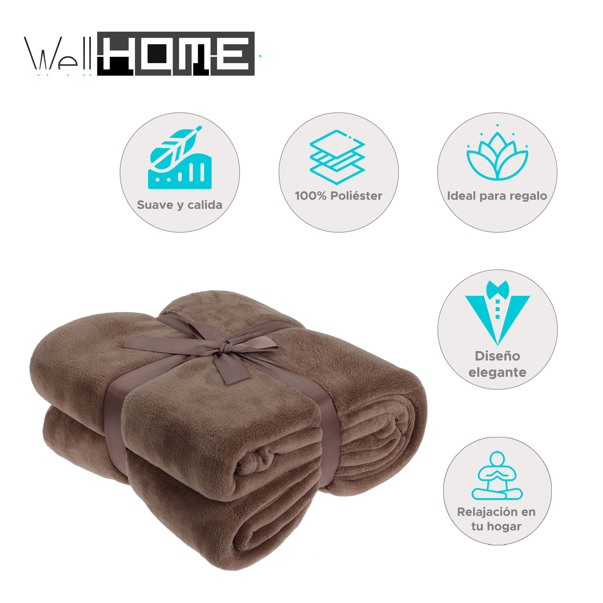 Well Home Manta Polar Coral de 250 GSM, 100% Poliéster Color Topo