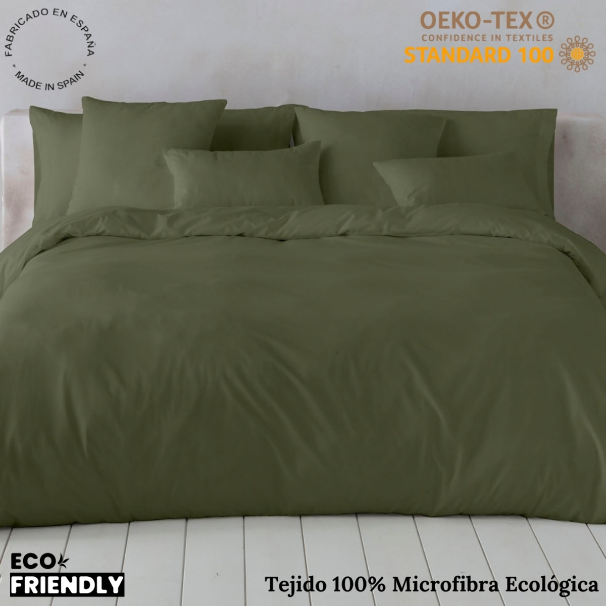 Icehome - Funda Nórdica Lisa - 100% Microfibra - Incluye 1/2 Fundas de Almohada - verde
