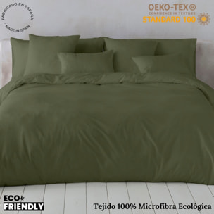 Icehome - Funda Nórdica Lisa - 100% Microfibra - Incluye 1/2 Fundas de Almohada - verde
