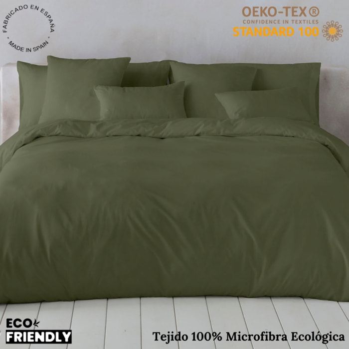 Icehome - Funda Nórdica Lisa - 100% Microfibra - Incluye 1/2 Fundas de Almohada - verde