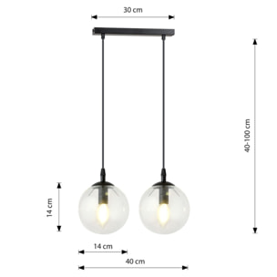 Lampada a sospensione COSMO in acciaio nero e vetro trasparente