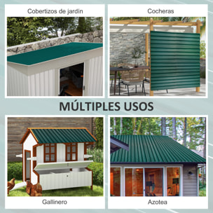 Juego de 12 Paneles para Tejado de Acero Galvanizado Chapas Perfiladas de Techo 7m² para Caseta de Herramientas Cobertizo Exterior 129x45cm Verde