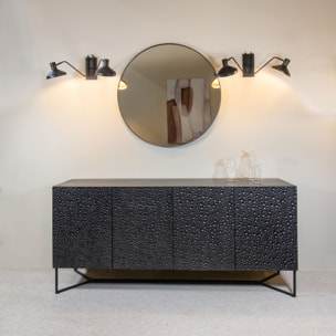 Miroir rond loft avec contour en étain noir 92cm LOFT