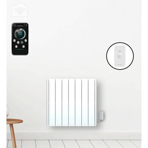 Radiateur électrique LCD fonte blanc 1500W Connecté