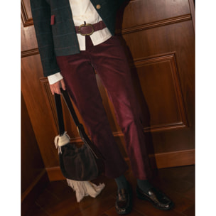 Pantalón terciopelo efecto piel de melocotón burdeos