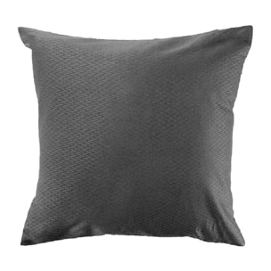 Taie d'oreiller satin de coton motif jacquard anthracite Vibrato metal