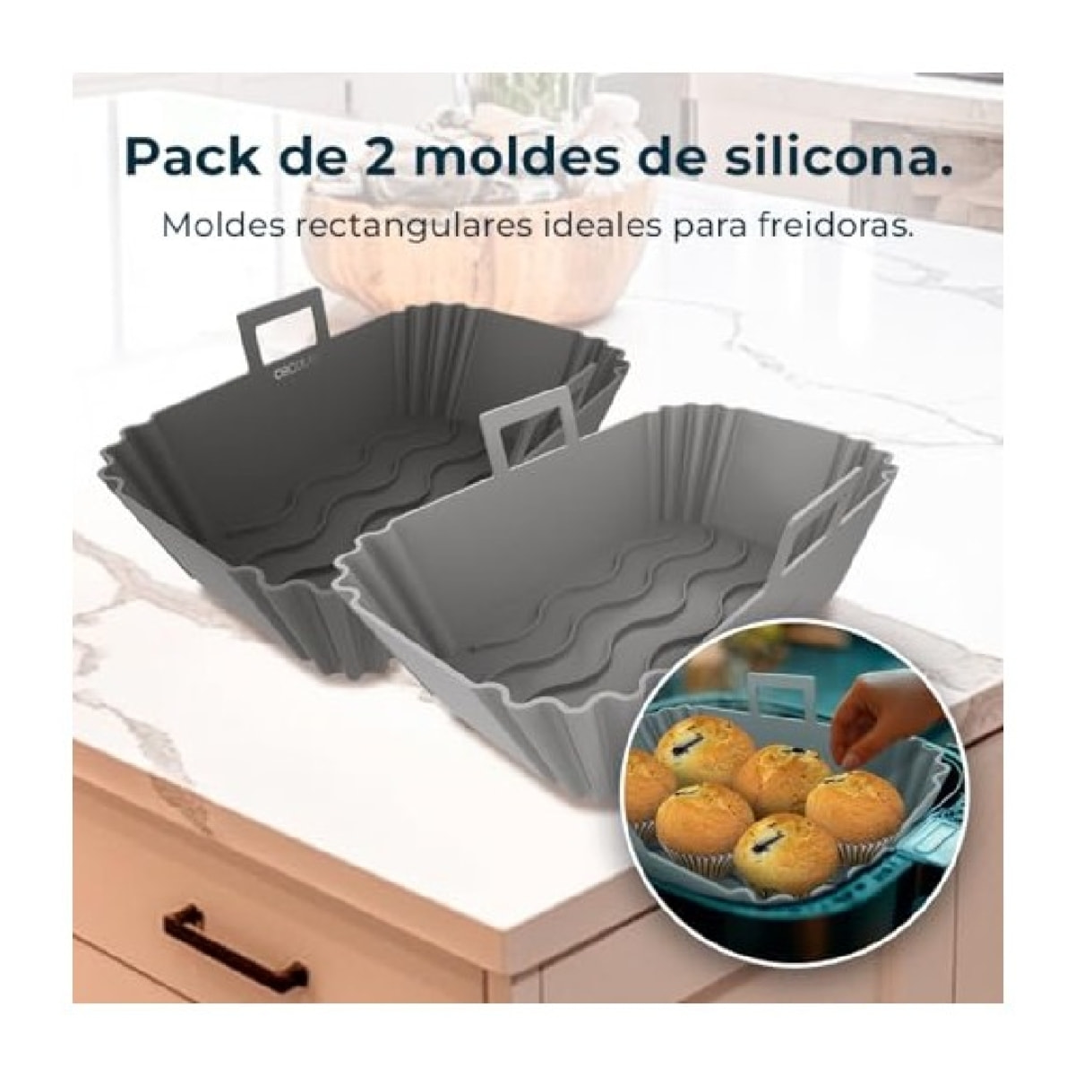 Cecotec Pack 2 Moldes Silicona Circulares Airfryer Cecofry TwinBucket Pack Acces