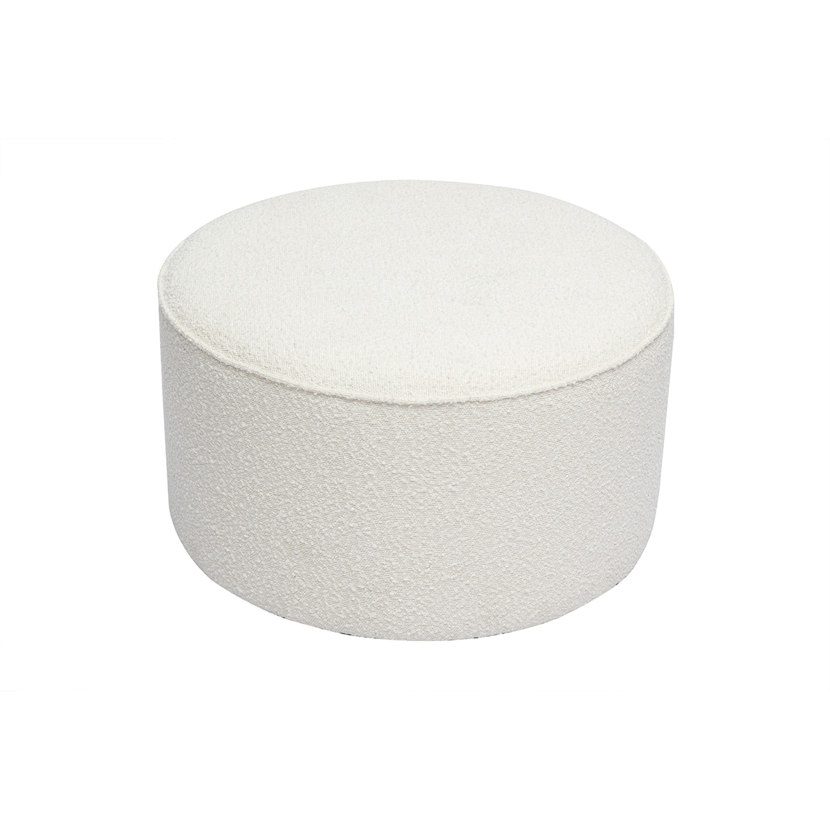 Pouf rond en tissu effet laine bouclée blanc D70 cm PAUL