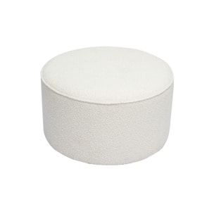 Pouf rond en tissu effet laine bouclée blanc D70 cm PAUL