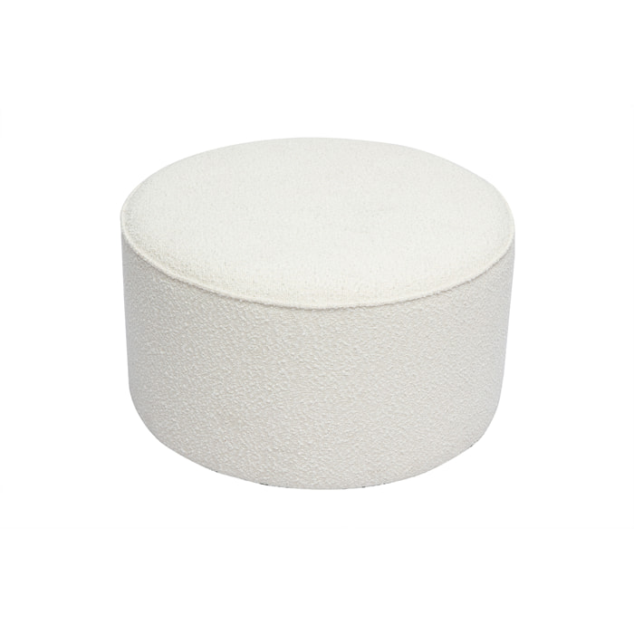 Pouf rond en tissu effet laine bouclée blanc D70 cm PAUL