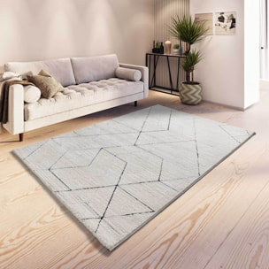 TURIN Alfombra geométrica con relieve en blanco y negro, varias medidas disponibles
