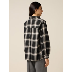 Oltre - Camisa de cuadros con engastes - Negro